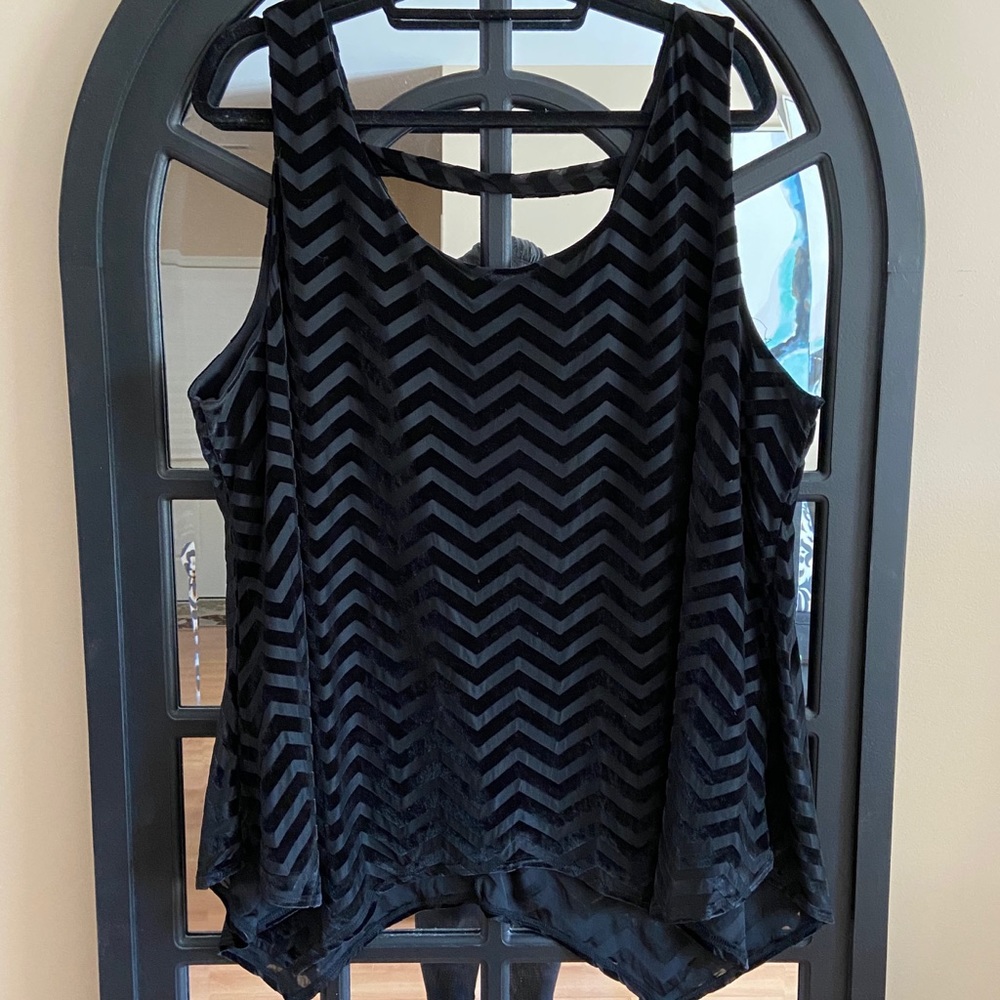 LANE BRYANT VELVET HANDKERCHIEF-HEM TANK